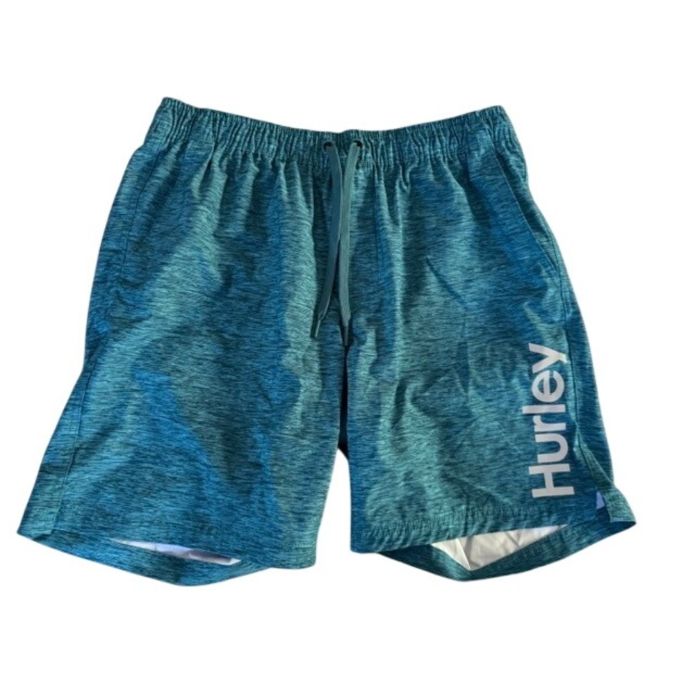 Hurley Mens Teal Space Dye Board Shorts Swim Trunks XL Elastic Waist Stretch
